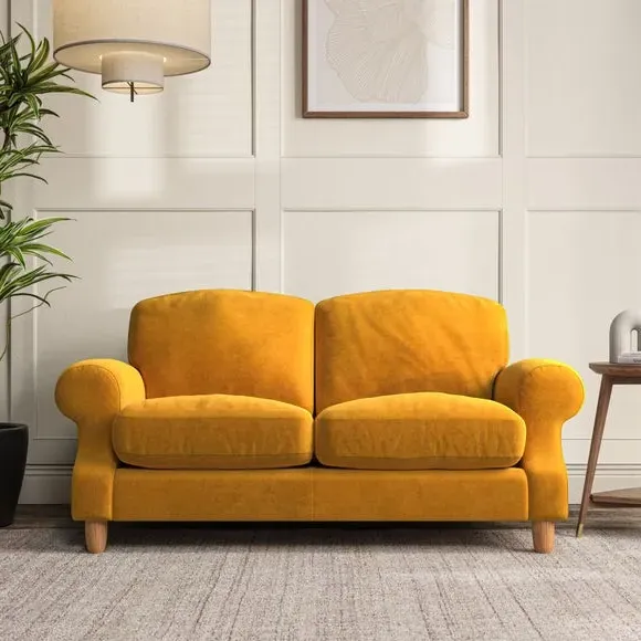 2-Seater Sofa with High Back - Gold, Velvet
