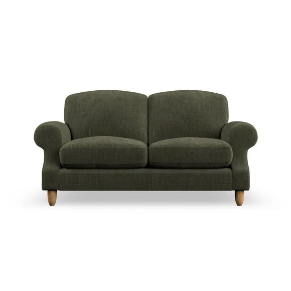 2-Seater Sofa with High Back - Green, Chenille