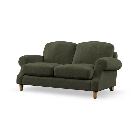 2-Seater Sofa with High Back - Green, Chenille