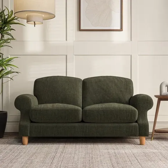 2-Seater Sofa with High Back - Green, Chenille