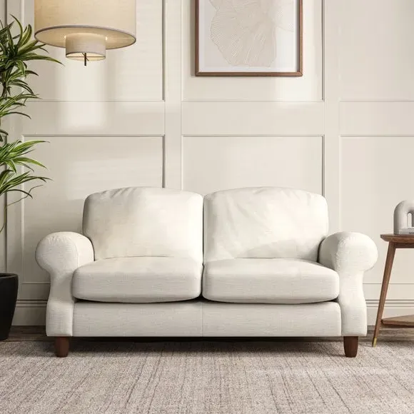 2-Seater Sofa with High Back - Ivory, Fabric