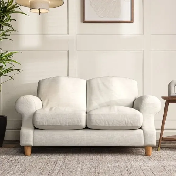 2-Seater Sofa with High Back - Ivory, Fabric