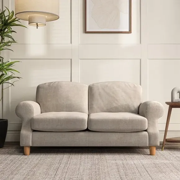 2-Seater Sofa with High Back - Natural, Chenille