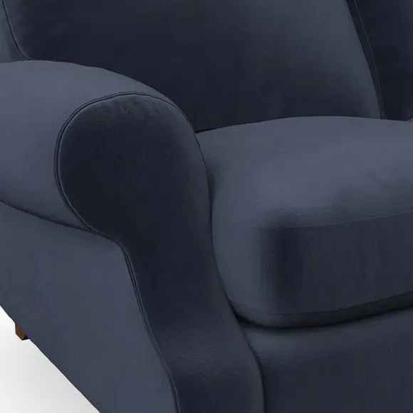 2-Seater Sofa with High Back - Navy, Velvet