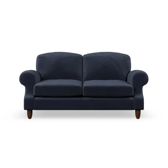 2-Seater Sofa with High Back - Navy, Velvet