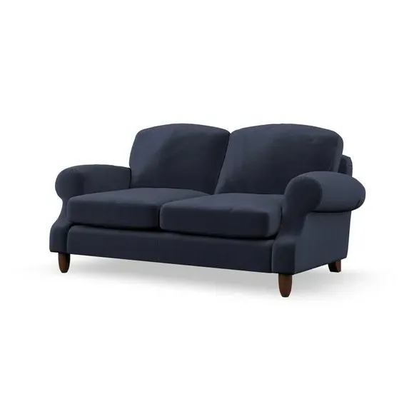 2-Seater Sofa with High Back - Navy, Velvet