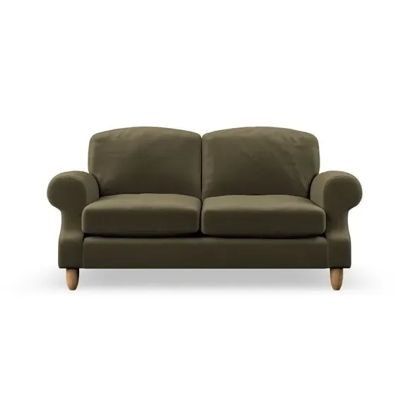 2-Seater Sofa with High Back - Olive, Velvet