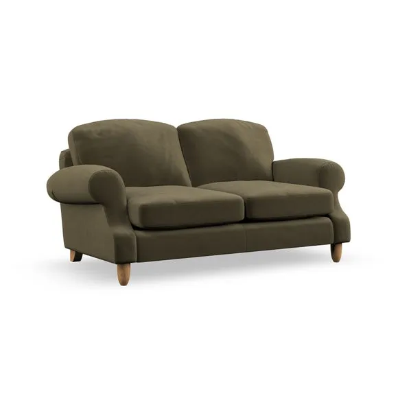 2-Seater Sofa with High Back - Olive, Velvet