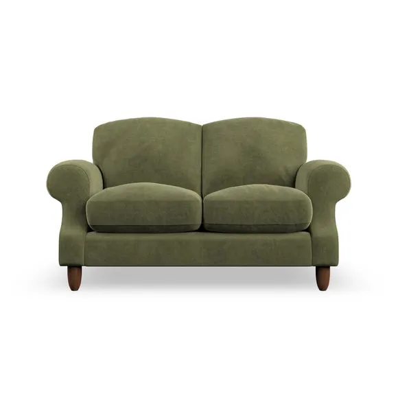 2-Seater Sofa with High Back - Olive, Velvet