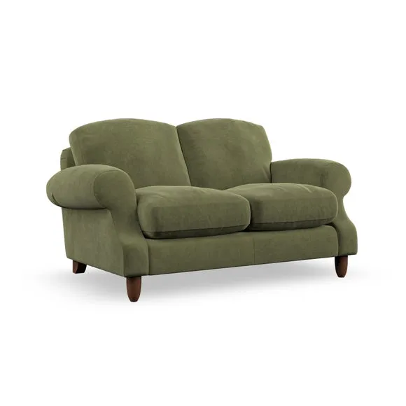 2-Seater Sofa with High Back - Olive, Velvet
