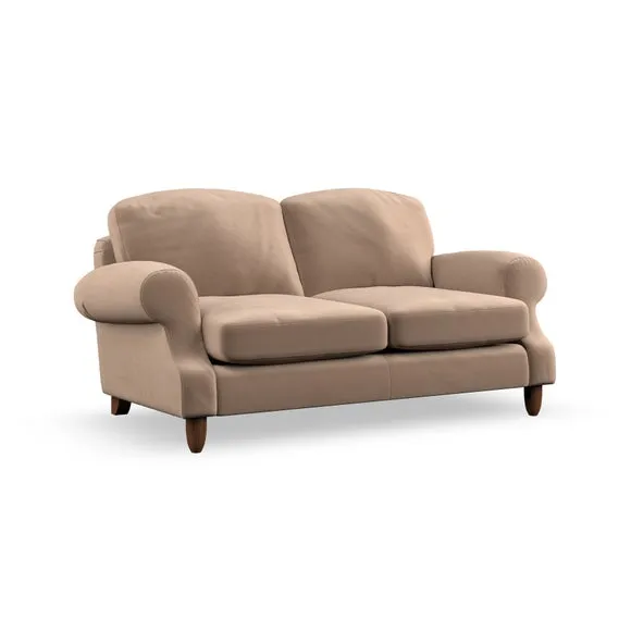 2-Seater Sofa with High Back - Taupe, Velvet