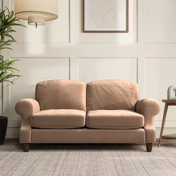 2-Seater Sofa with High Back - Taupe, Velvet
