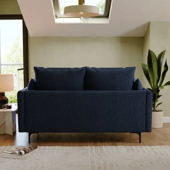 2-Seater Sofa with Knife Edge Cushions - Navy