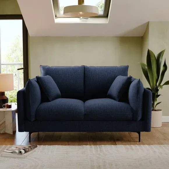 2-Seater Sofa with Knife Edge Cushions - Navy