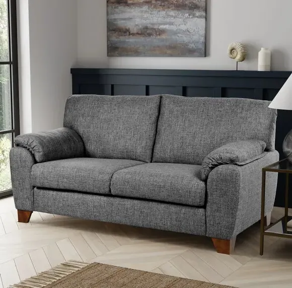 2-Seater Sofa with Padded Arms - Grey, Fabric image