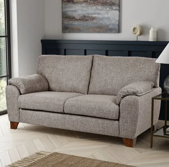 2-Seater Sofa with Padded Arms - Natural, Fabric