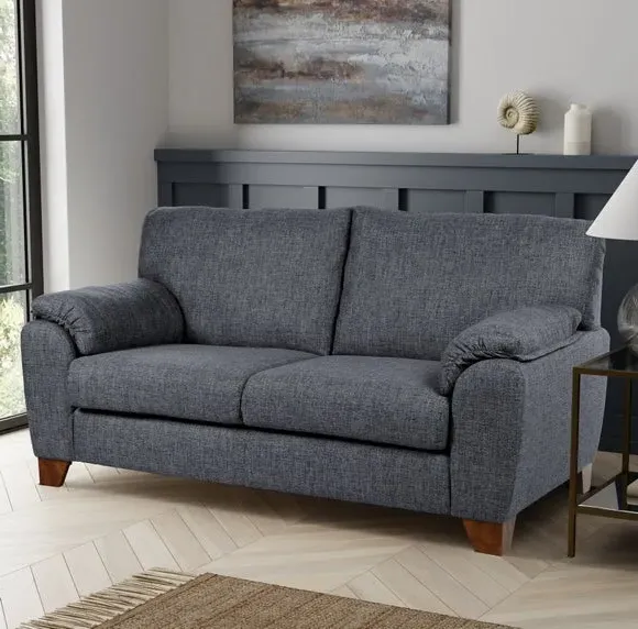 2-Seater Sofa with Padded Arms - Navy, Fabric