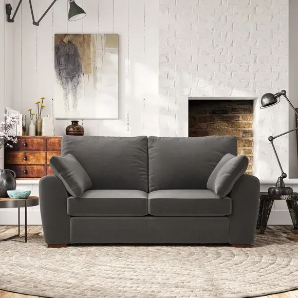 2-Seater Sofa with Pillow Arms - Charcoal, Velvet image