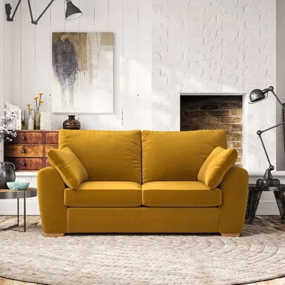 2-Seater Sofa with Pillow Arms - Gold, Velvet