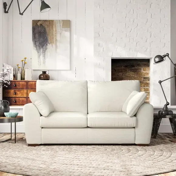 2-Seater Sofa with Pillow Arms - Ivory, Fabric