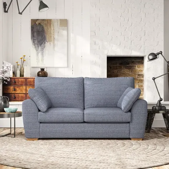 2-Seater Sofa with Pillow Arms - Navy, Fabric