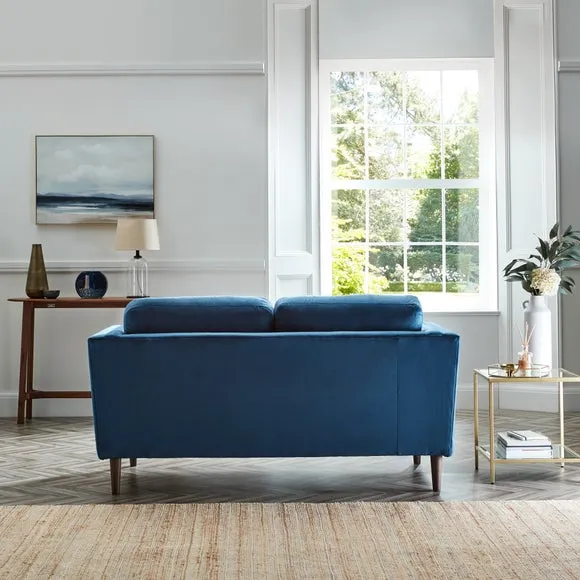 2-Seater Sofa with Pillow Arms - Navy, Velvet