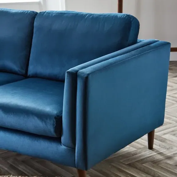 2-Seater Sofa with Pillow Arms - Navy, Velvet