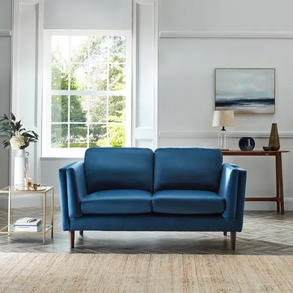 2-Seater Sofa with Pillow Arms - Navy, Velvet image