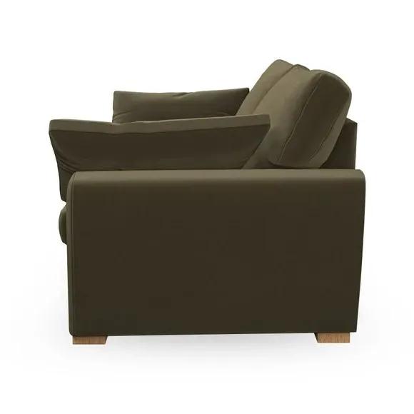 2-Seater Sofa with Pillow Arms - Olive, Fabric