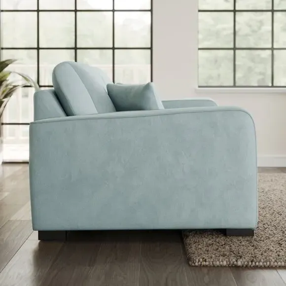 2-Seater Sofa with Piped Detailing - Blue, Velvet