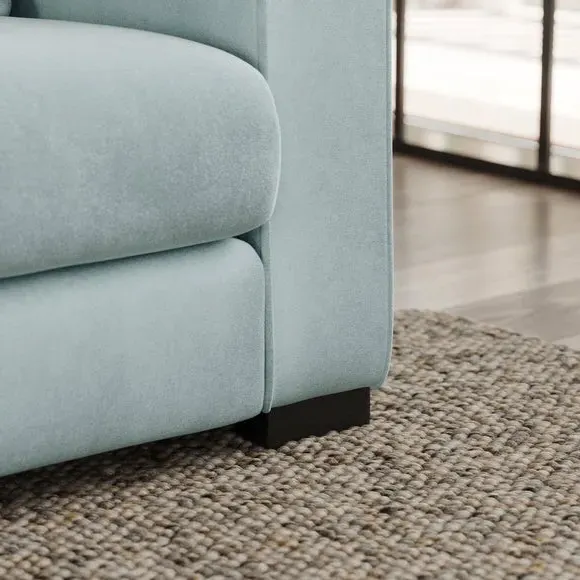 2-Seater Sofa with Piped Detailing - Blue, Velvet