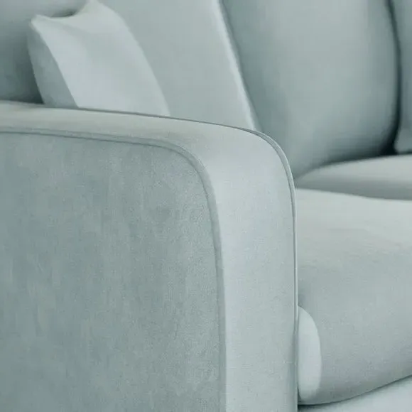 2-Seater Sofa with Piped Detailing - Blue, Velvet
