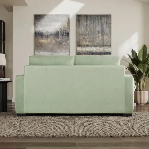 2-Seater Sofa with Piped Detailing - Green, Velvet