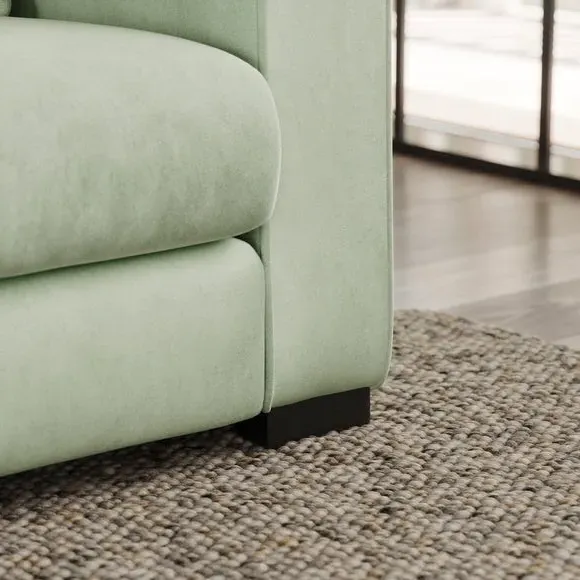 2-Seater Sofa with Piped Detailing - Green, Velvet
