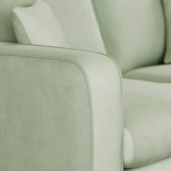 2-Seater Sofa with Piped Detailing - Green, Velvet