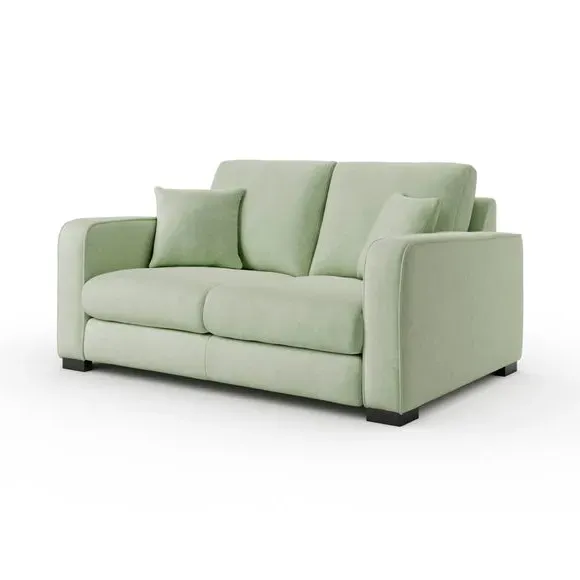 2-Seater Sofa with Piped Detailing - Green, Velvet