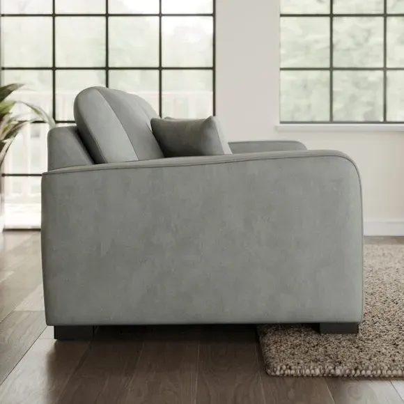 2-Seater Sofa with Piped Detailing - Grey, Velvet