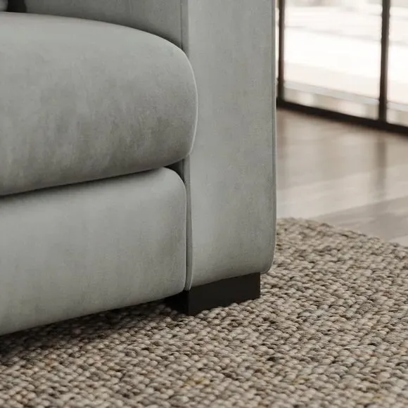 2-Seater Sofa with Piped Detailing - Grey, Velvet