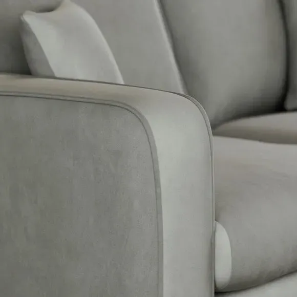 2-Seater Sofa with Piped Detailing - Grey, Velvet