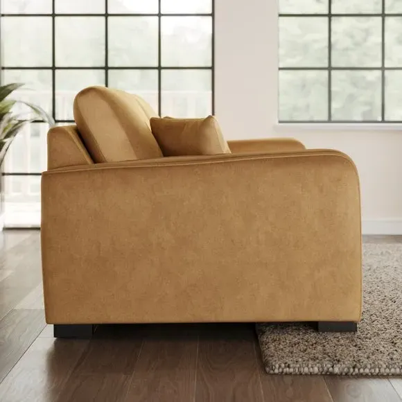 2-Seater Sofa with Piped Detailing - Honey, Velvet
