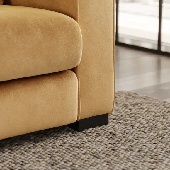 2-Seater Sofa with Piped Detailing - Honey, Velvet