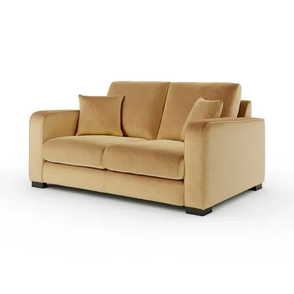 2-Seater Sofa with Piped Detailing - Honey, Velvet