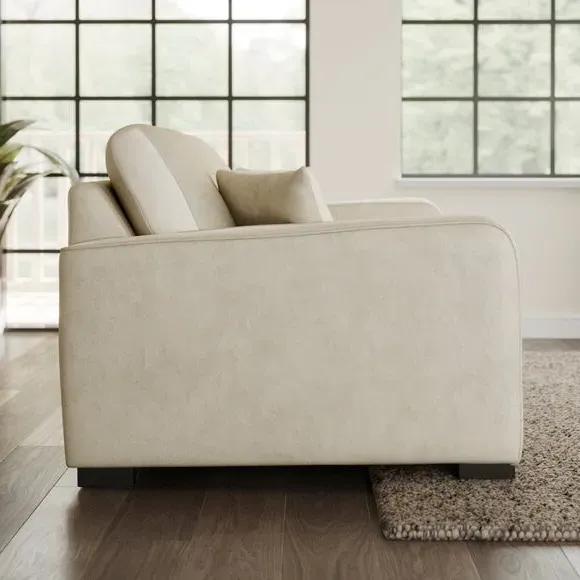 2-Seater Sofa with Piped Detailing - Sand, Velvet