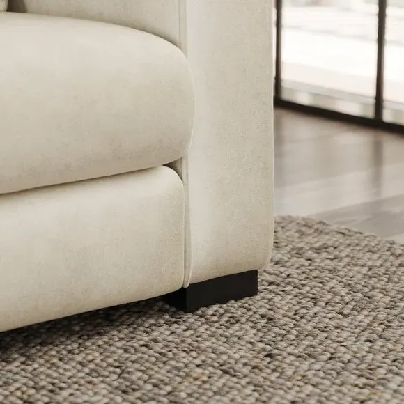 2-Seater Sofa with Piped Detailing - Sand, Velvet