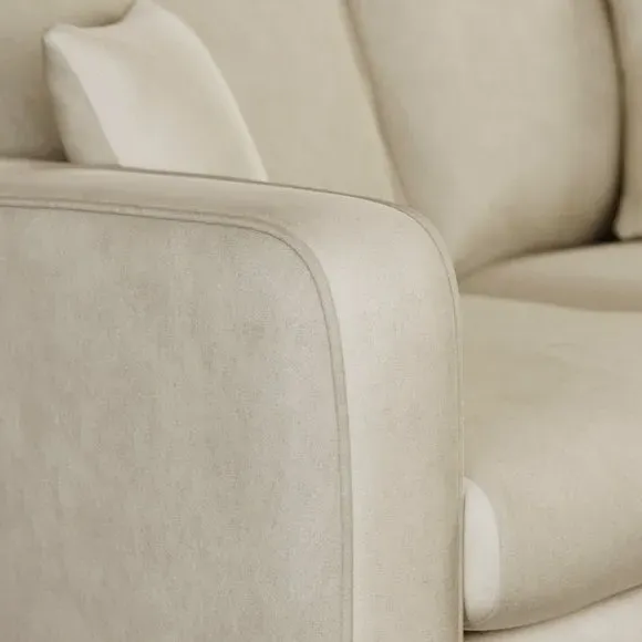 2-Seater Sofa with Piped Detailing - Sand, Velvet