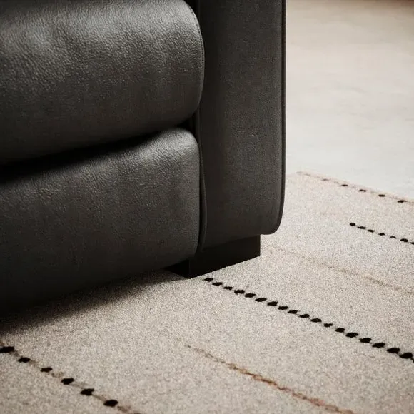 2-Seater Sofa with Piped Edge - Black, Leather