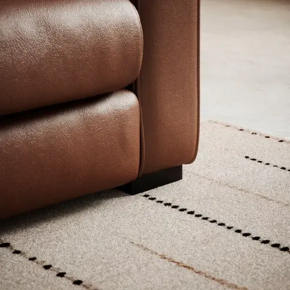 2-Seater Sofa with Piped Edge - Brown, Leather