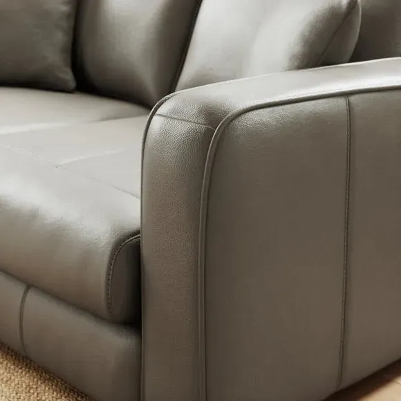2-Seater Sofa with Piped Edge - Grey, Leather