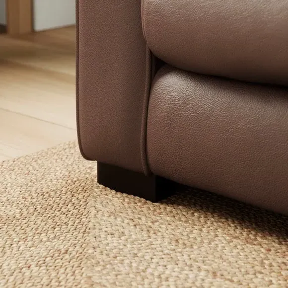 2-Seater Sofa with Piped Edge - Mocha, Leather