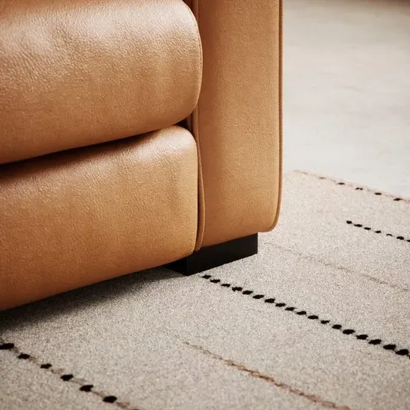 2-Seater Sofa with Piped Edge - Tan, Leather